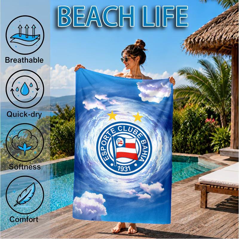 Fc Crest Design Printed Microfiber Beach Towel, Soft And Absorbent, Quick-Dry, Ideal for Summer Travel, Beach Essential, Swimming Pool