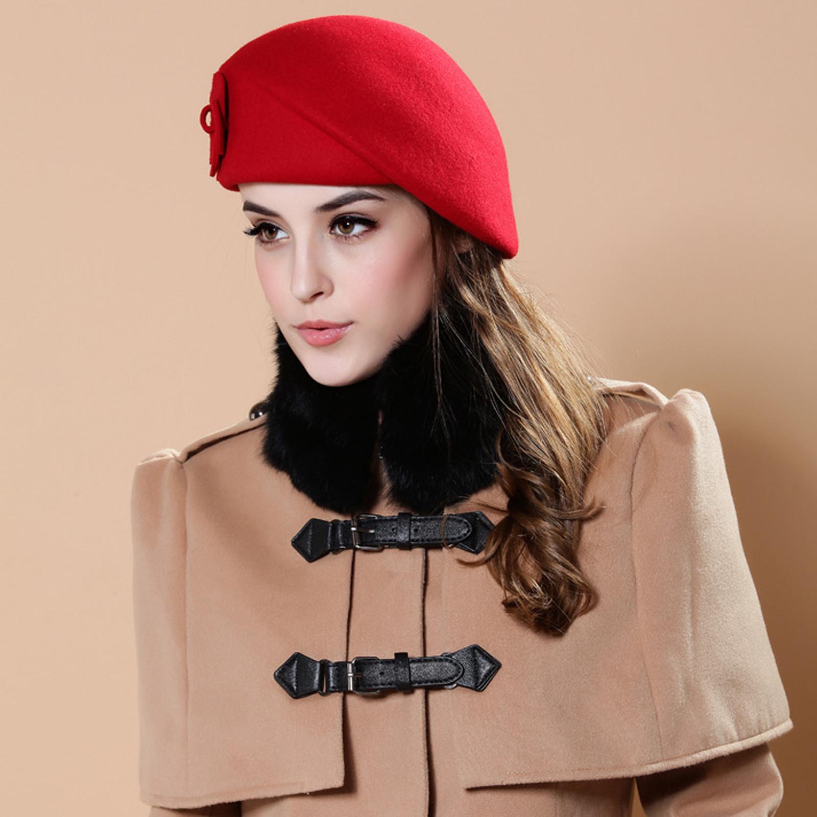 

Шерстяной элегантный женский берет, теплая шляпа-таблетка Tam Cap красный