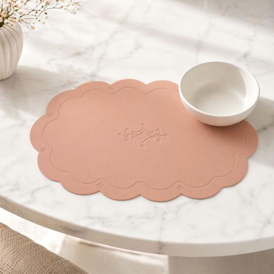 2 Pcs Leather Placemats with Embossment Design No-Slip Heat Resistant Table Mats