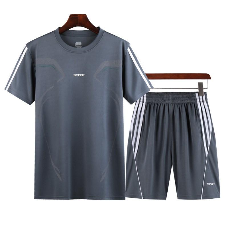Men's Quick-Dry Summer Sports Set: Casual Short Sleeve and Shorts for Running and Fitness