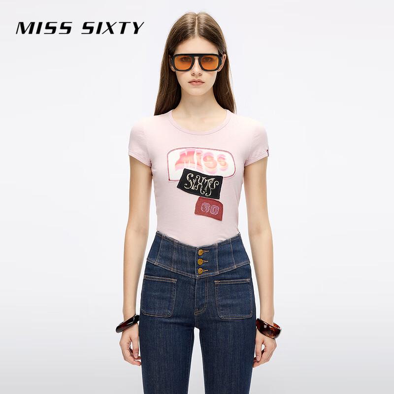 MISS SIXTY 2025 Autumn Cotton-Linen Patchwork T-Shirt S