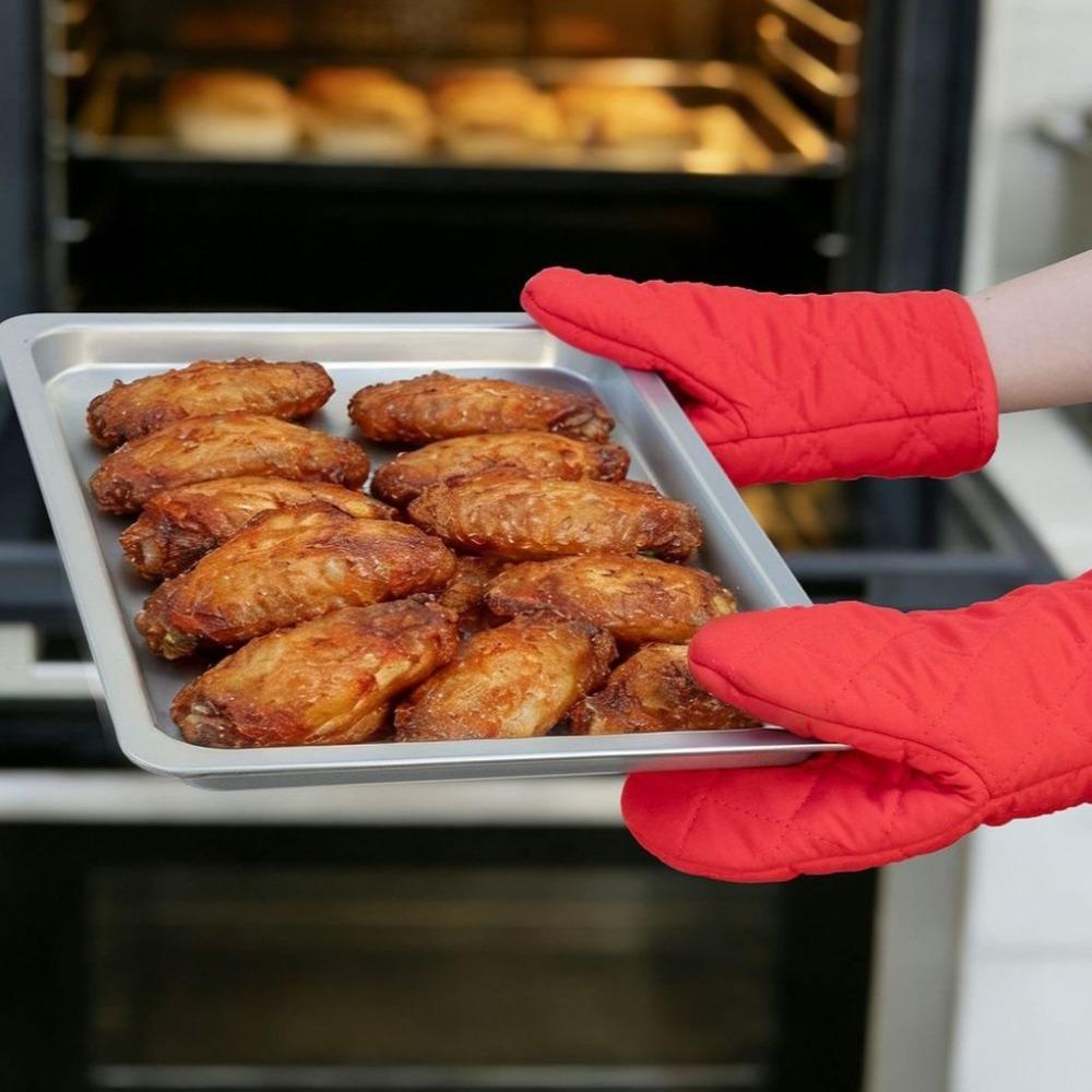2PCS Hanging Microwave Gloves Non-Slip Grilling Mitts Portable Heat-Resistant Gloves BBQ