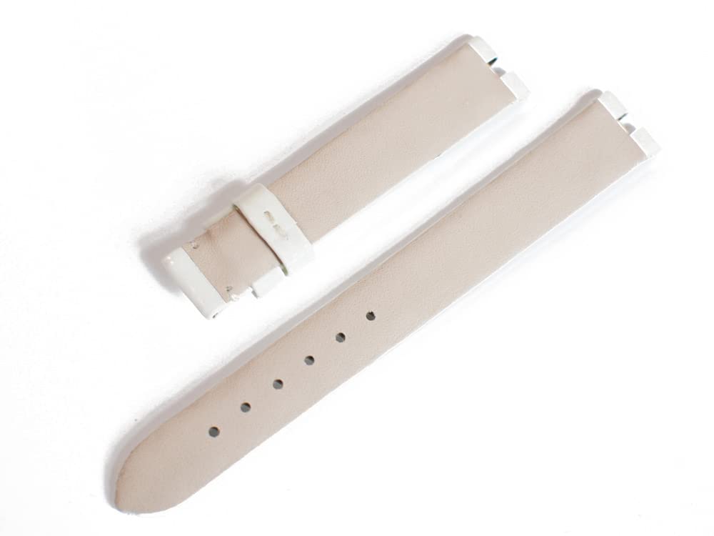 King Watch Parts Compatible with Bulgari Bzero1 Aftermarket Cowhide Leather White [Import Original] BZ22S, Strap, Enamel, 13/12mm