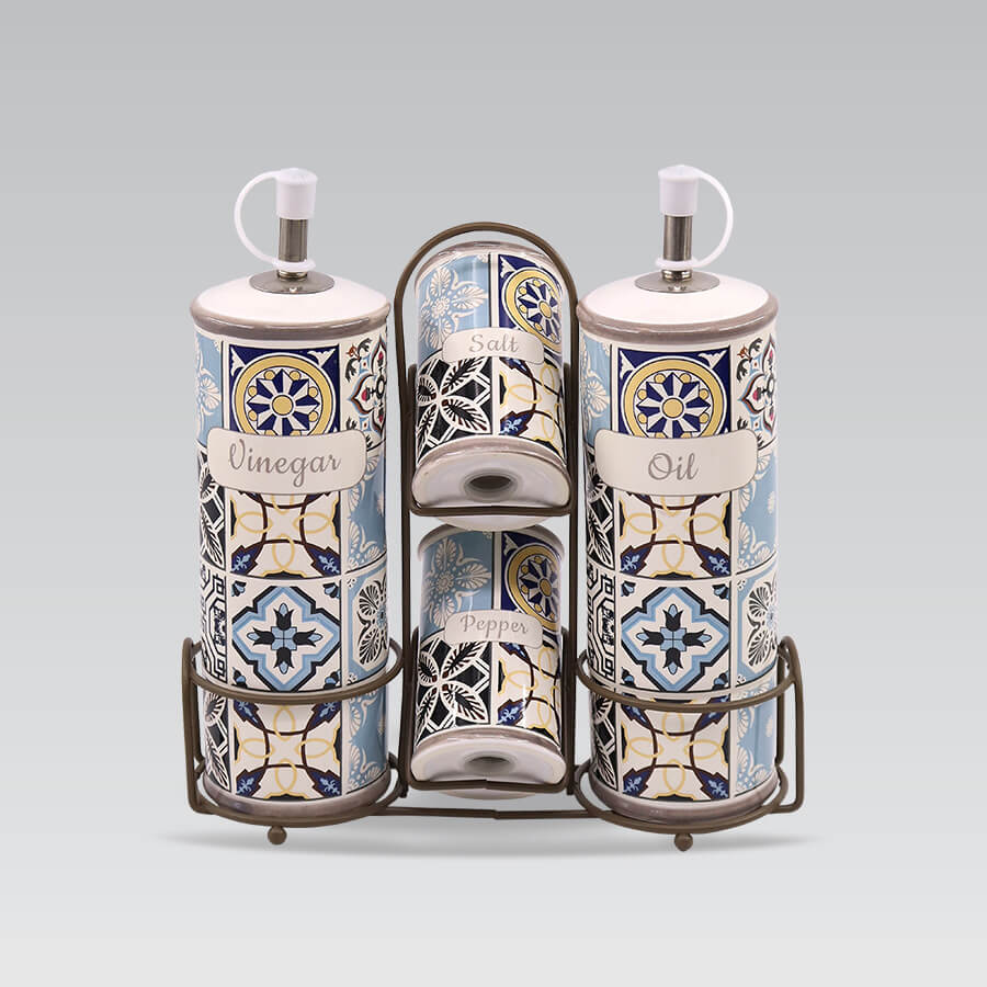Ceramiczny Zestaw Do Przypraw 5-ele MAESTRO Holiday In Porto MR-20005-04S
