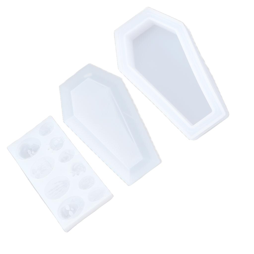 3Pcs Halloween Silicone Mold Skeleton Coffin Shape Wide Application Resilient Halloween Fondant Molds