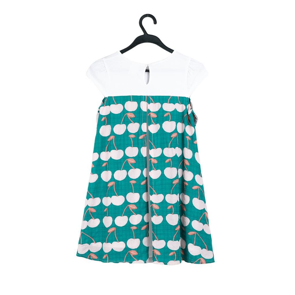 YUBAOBEI Girls' Color Matching Pastoral Dress Korean Children's Sweet Style Bows Short Sleeve Summer Princess Dress