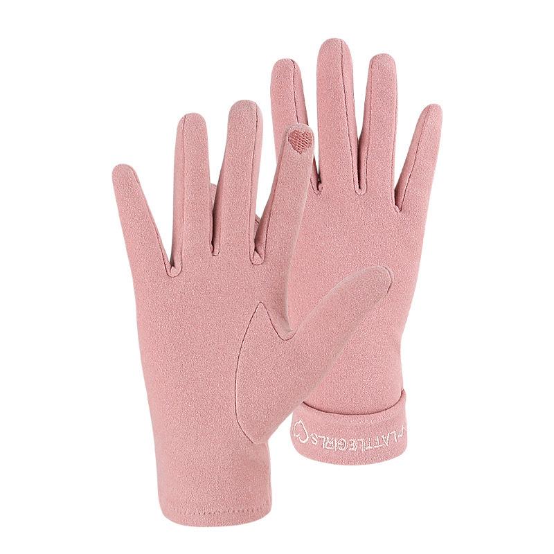 Korean Style Fleece Touchscreen Gloves: Thin, Windproof, Warm for Cycling and Driving In Autumn/Winter (Women's)