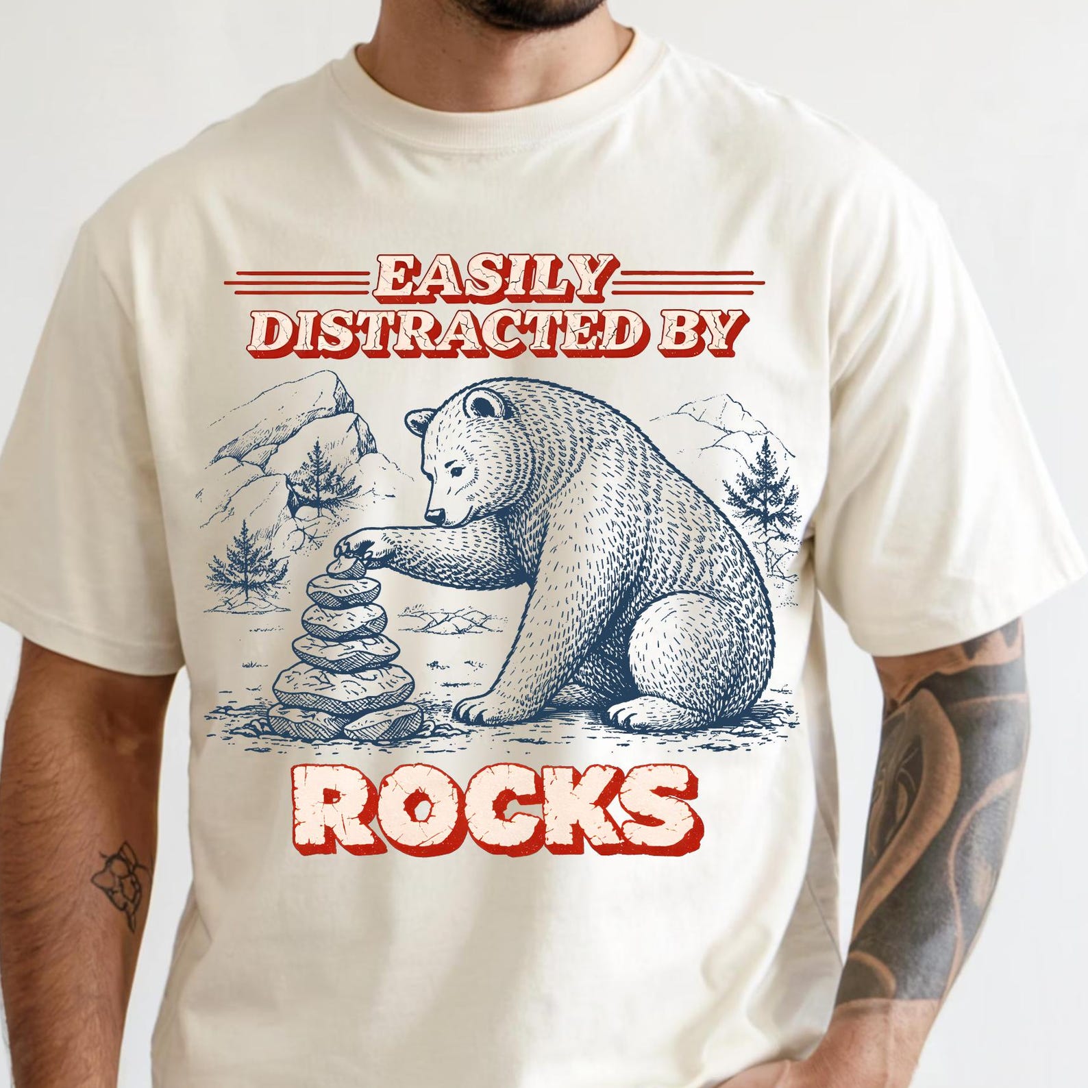 Easily Distracted By Rocks Bear, Bear Geology Tshirt, Rock Climbing Tee, Hiking Gifts, Climbing Dad Shirt, Hiker Rock Tee, Geology Teacher S