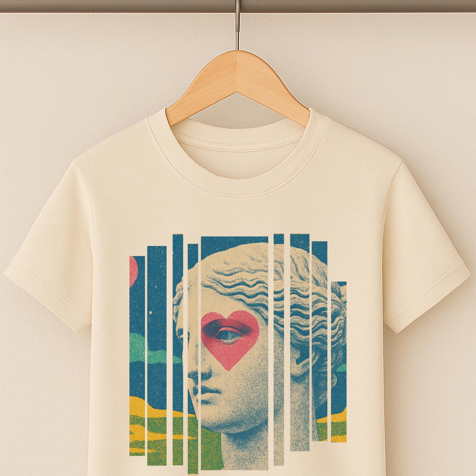 Venus Statue T-Shirt – Pop Art Aesthetic Tee – Heart Eyes Sculpture Shirt – Greek Bust Graphic Tee – Vaporwave Vibe 2XL