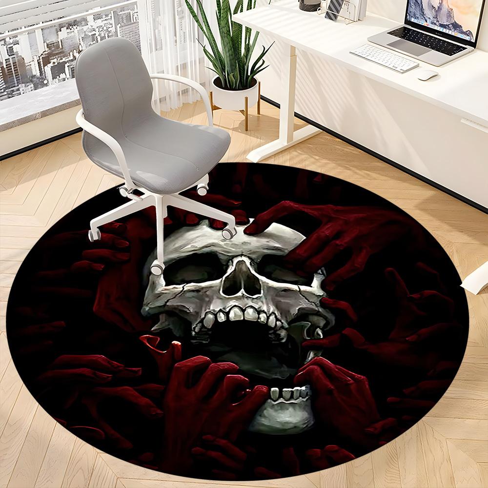 1pc Skull Hands Office Round Rug, Non-slip, Soft and Durable Office Rug for Interior Decoration, Perfect for Office, Beautiful Decoration Yy260312062