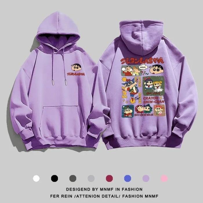 Korean version of cartoon crayon small hooded sweater women's autumn and winter models popular simple and loose trendy brand velvet jacket