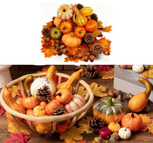 128Pcs Autumn Pumpkin Home Decorations Fall Home Decor Set Fall Harvest Decor Props Artificial Mini Pumpkin Gourd Acorn Berries