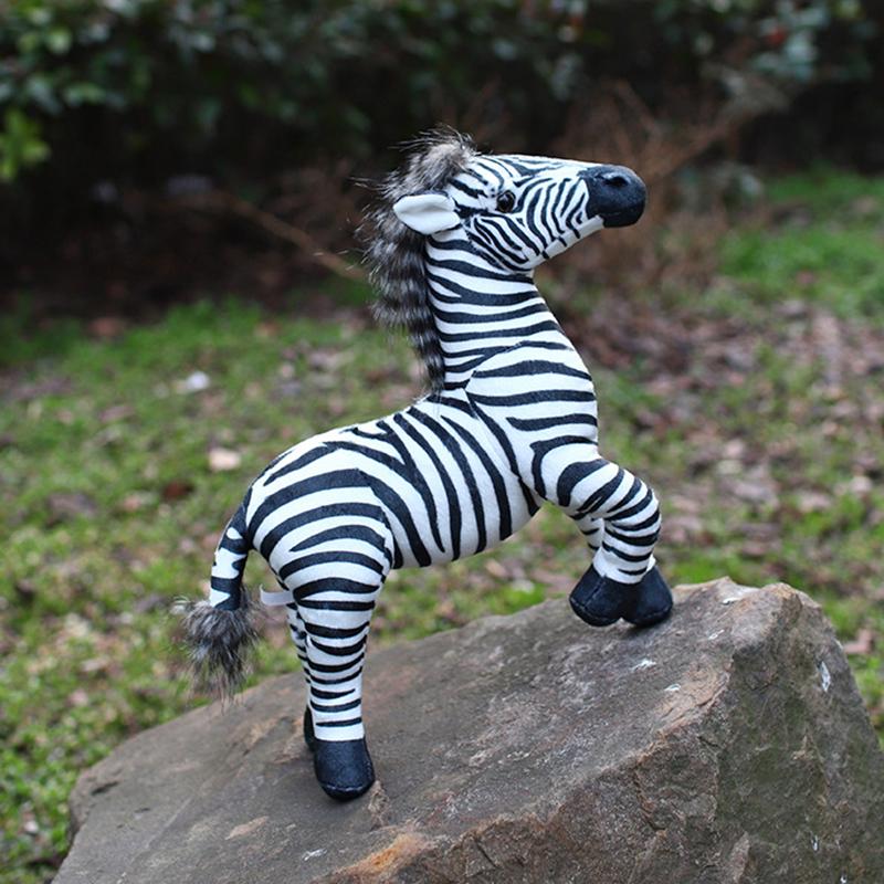 33X30Cm Black Stripe Zebra Plush Toy Stuffed Simulation Zoo Animal Doll Standing Plushie Companion Birthday Gift