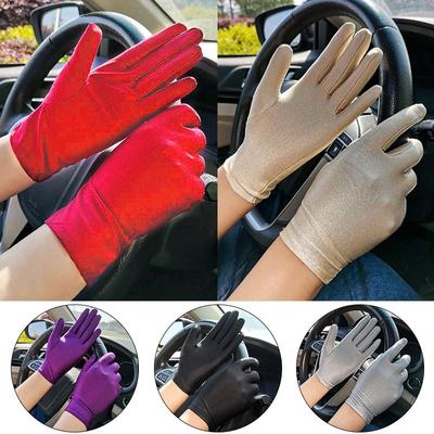 1Pair Driving Sunscreen Thin Thin Stretch Pure Color Gloves High Quality Performance Fashion Spandex Women Accessories