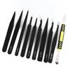 10PCS Set Craft Tweezers Kit Stainless Steel Tip Elbow Soldering Tweezers Kit with Storage Bag