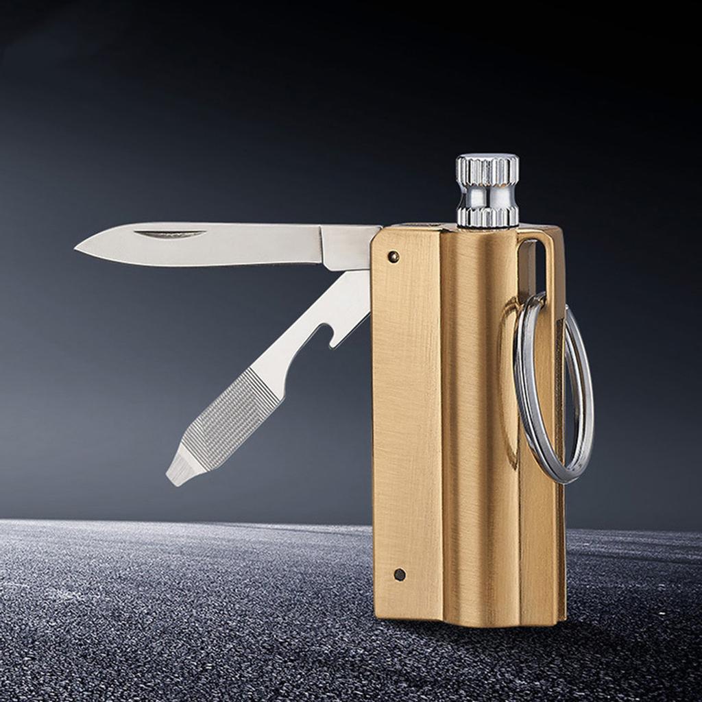 Outdoor Portable Lighter Bottle Keychain With Containing Cotton Core