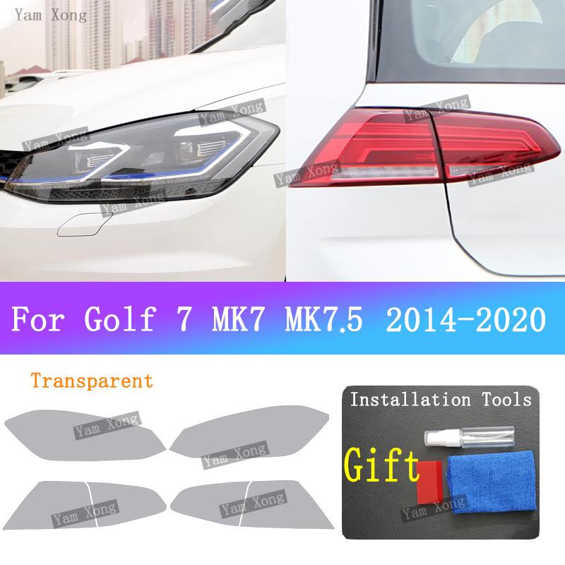 For Volkswagen VW Golf 7 MK7 7.5 -2014 Car Headlight Tail Black Anti-Scratch Film Headlight Transparent Tail Protective Film