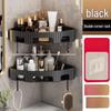 2-Tier Black Bathroom Corner Storage Shelf Set