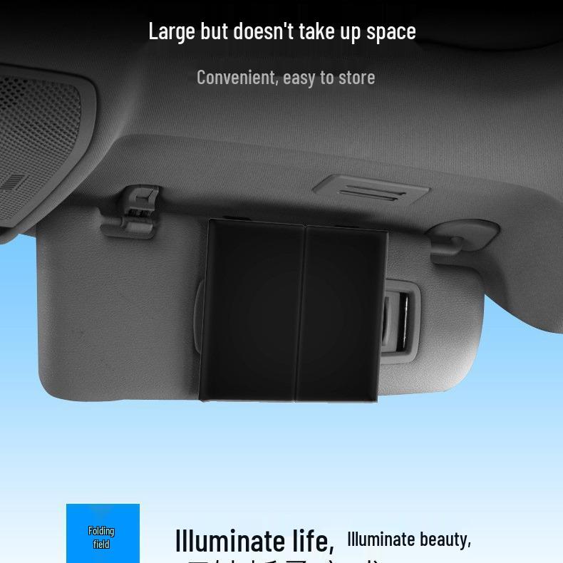 Tri-Fold LED Car Vanity Mirror with Sun Visor Attachment