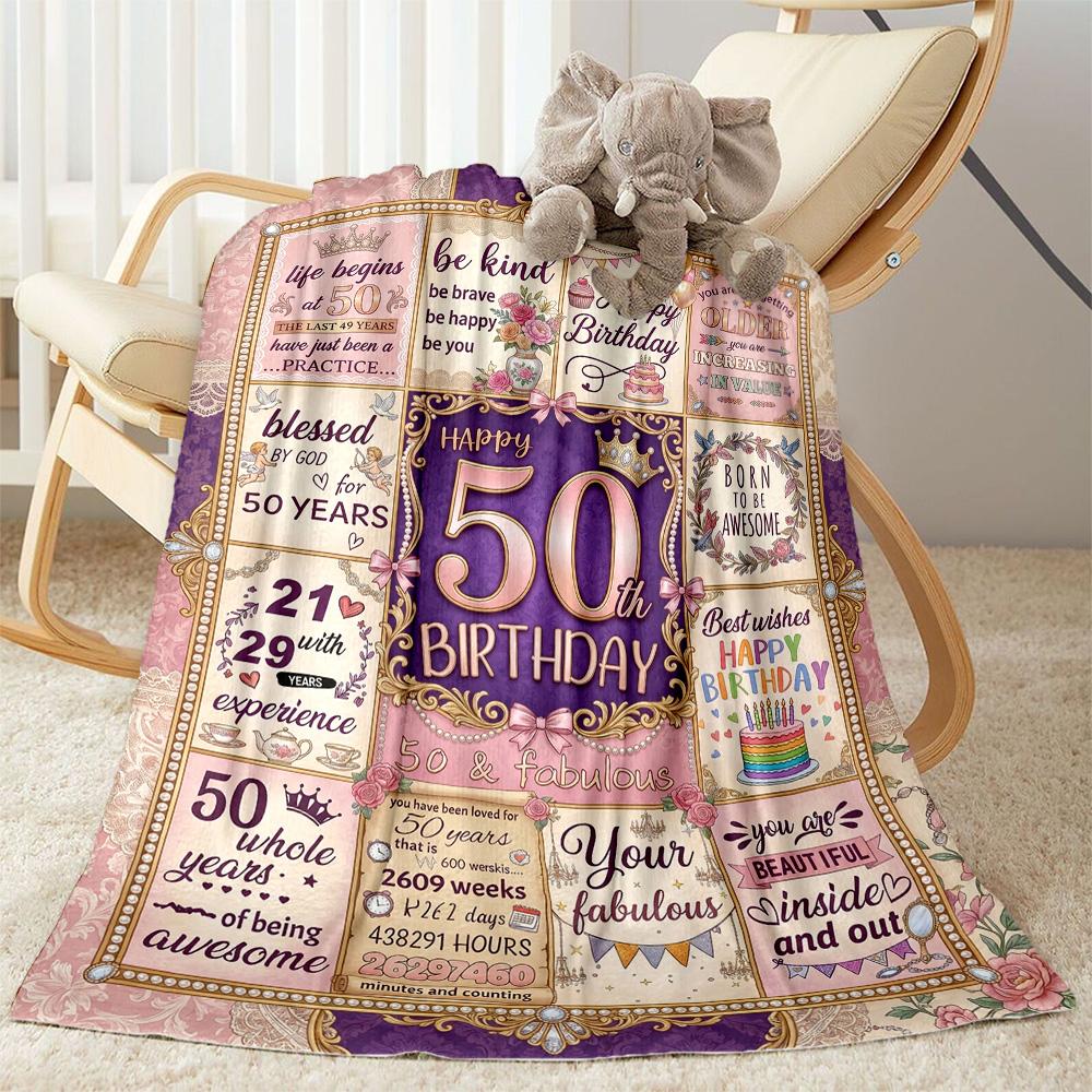 Glückliche 50. Geburtstag Feier Flanelldecke - Weich und geeignet für Sofas, Betten, Büros, Reisen, Alle Jahreszeiten, Tolles Geschenk für Feiertage und Geburtstage.