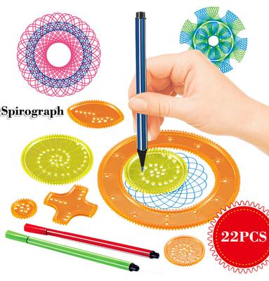 22PCS Spirograph Drawing Toy Set Interlocking Gears Wheels Painting Drawing Accessories Creative Educational Toy Spirographs GYH