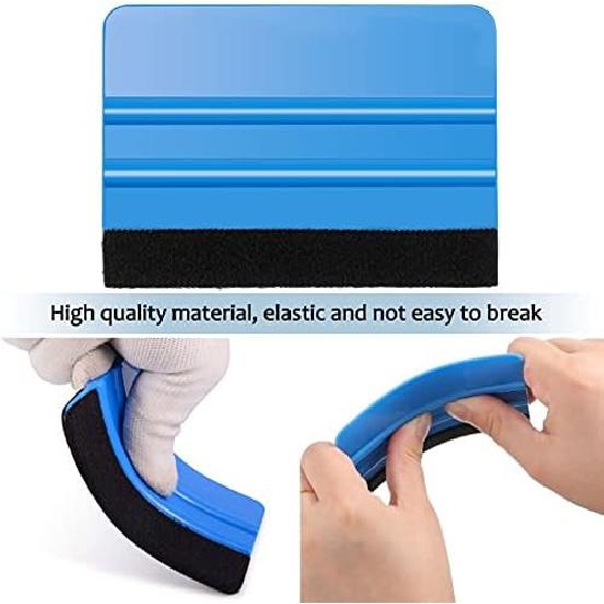 Frienda 12 Pieces Plastic Felt Edge Squeegee Tool Vinyl 4 Inch Felt Squeegee Applicator Tool Scraper Tool with Soft Cloth for Car Vinyl Wrap, Window