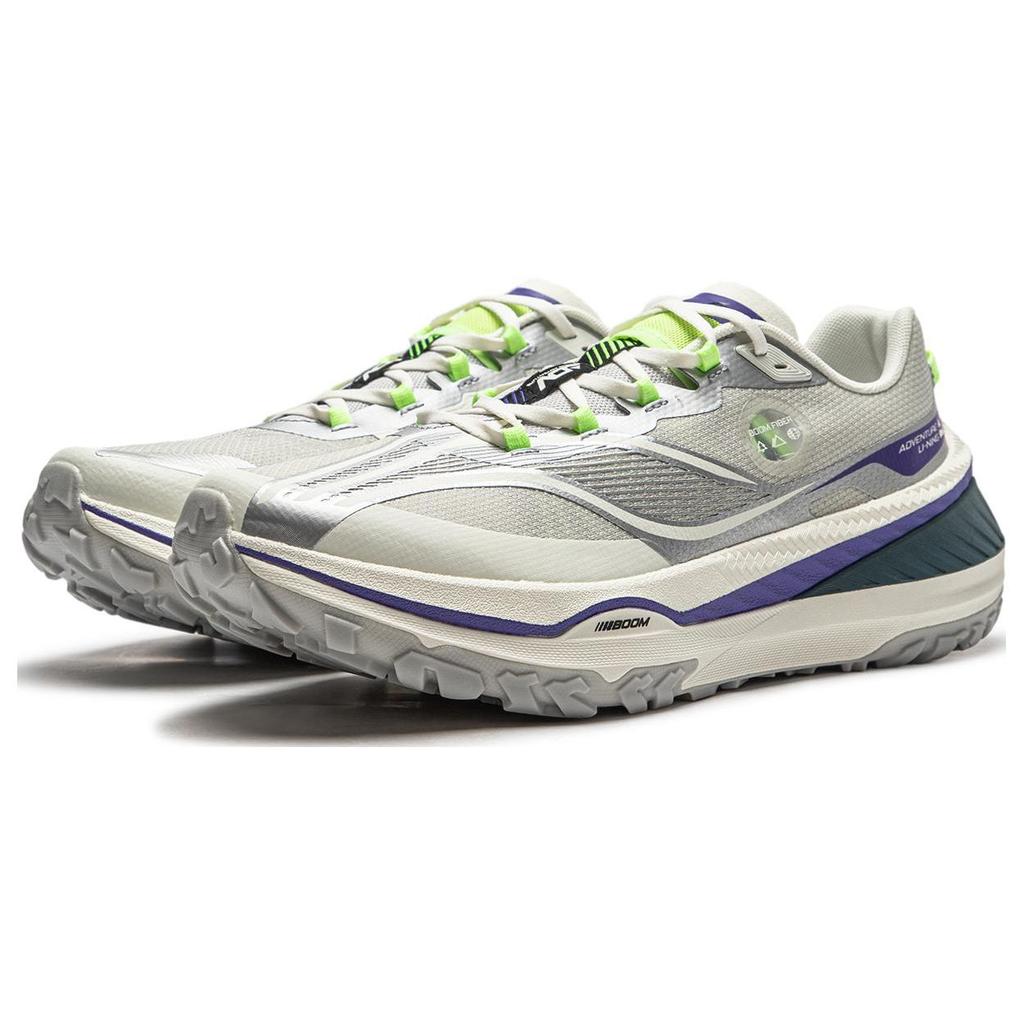 Li-Ning Lightweight High Resilience Shock Absorbing Non-Slip Wear-Resistant Low-Top Trail Running Shoes Men Sneakers Silver Gray ARNT003-7