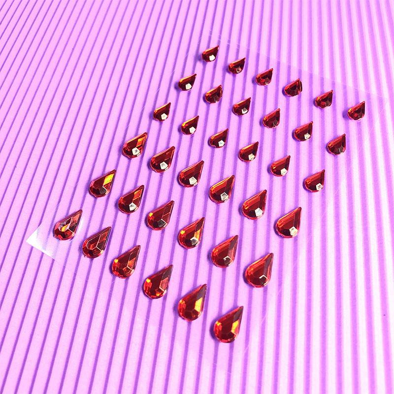 1pc Disposable Rhinestones Sticker Red Face EyeTeardrop Makeup Crystal Tattoo Sticker Children's Stage Show Face Eyes Decoration