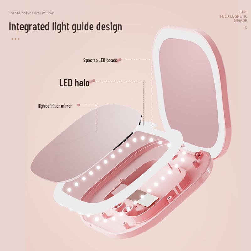 LED Foldable Double-Sided Makeup Mirror with USB Charging