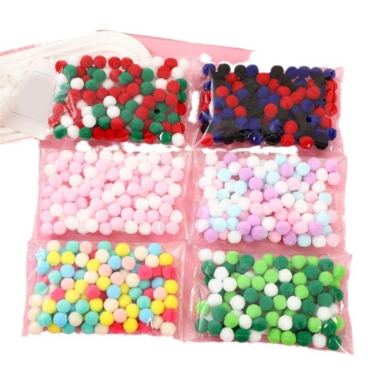 100pcs/set Colorful Plush Poms Ball Applique Make Hairband Scarf Mittens Crafts