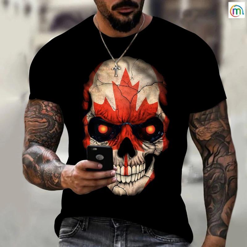 Skull 3D Tshirt for Men Fashion Hip Hop O-Neck Short Sleeve Shirt Harajuku Men's T-shirt Oversized T-shirt Men's Clothing Unisex