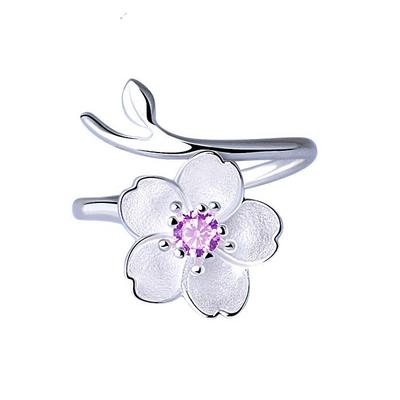 Factory Silver Flowers Rings Adjustable Wedding Ring Fashion Jewelry Girls Gift Open Rings