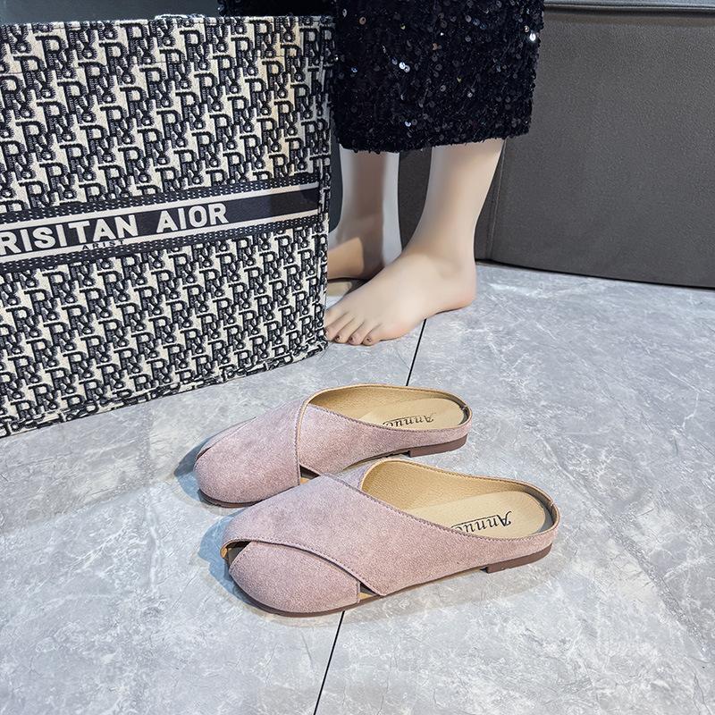 Baotou Half Slippers Women's Outer Wear 2025 New Summer Flat-bottomed Lazy One-pedal Soft-soled Birkencool Slippers