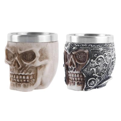 Einzigartige Kaffeetasse mit Skelett-Totenkopf ohne Henkel, Bier, Gothic-Trinkgeschirr, hitzebeständig, lebendiges Muster als Dekoration für die Hausbar
