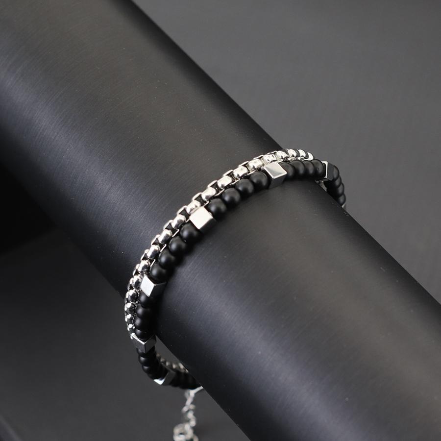 

Fashion 2Pcs/Set Cuban Chain Bracelet With Stainless Steel 4mm Tiger Eyes Malachite Stone Strand Braslet Hiphop Rock Accessories 20.5cm(8.1inches) оникс