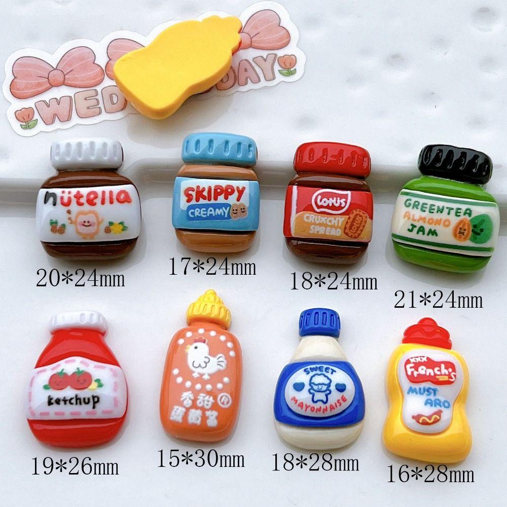 9Pcs/set Cute Seasoning Bottle Miniatures Resin DIY Food Toy  Hairpin Jewelry