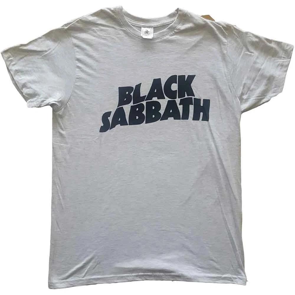 Black Sabbath Black Wavy Logo Official Tee T-Shirt Mens L