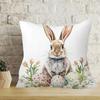 Easter Bunny With Eggs Pillow Cover 2D Printed Polyester Sofa Cushion Case – Spring Holiday Decor For Home 40X40Cm