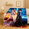 New Sword Art Online SAO Cartoon Kirito Yuuki Asuna Flannel Blanket,Ultra Soft Warm Plush Throw for Home Bedroom Bed Sofa Kids