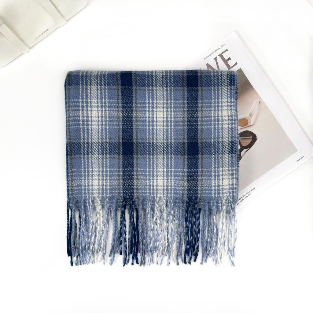 1116 New Korean plaid scarf women's winter senior sense versatile warm scarf student couple shawl dual-purpose