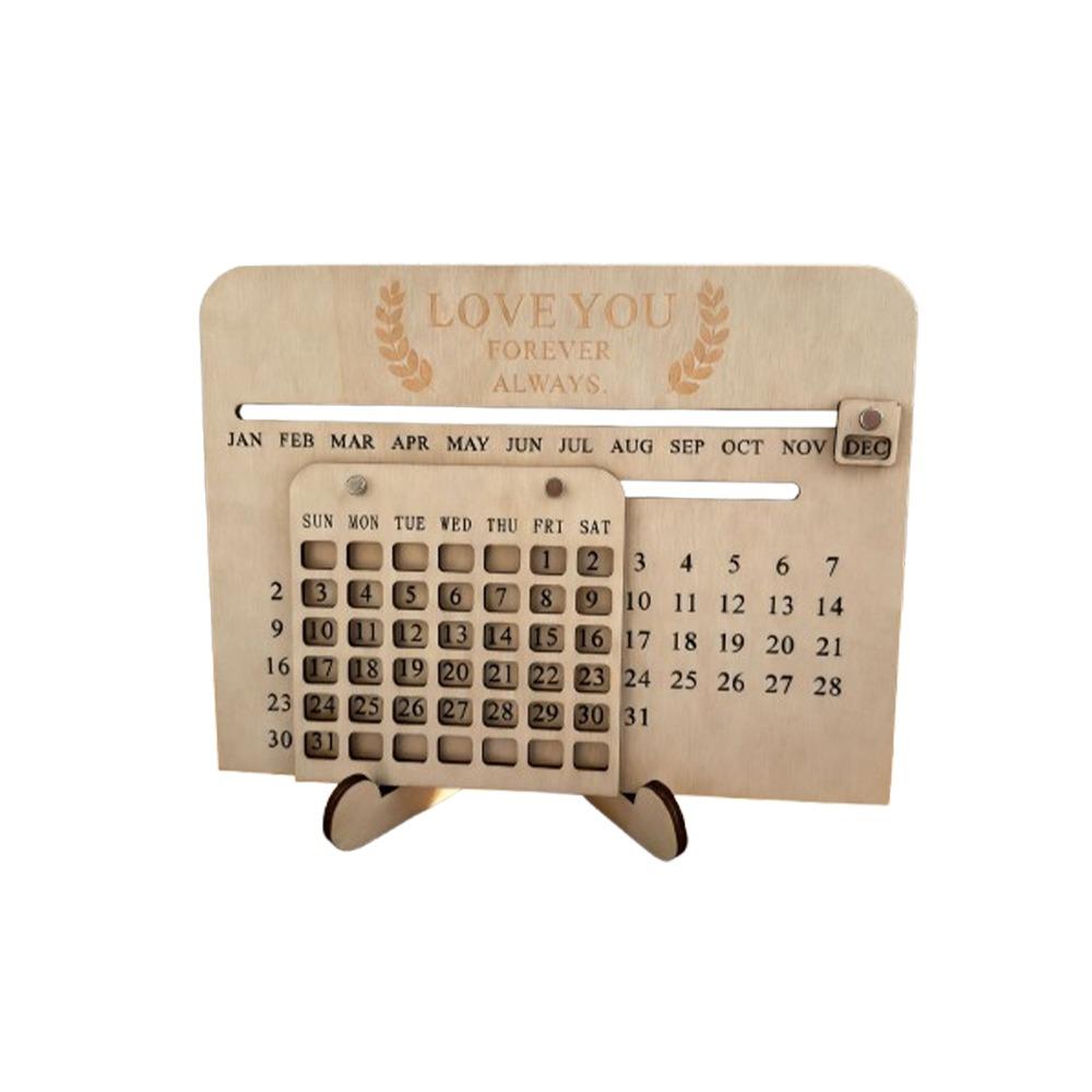 Handmade Perpetual Calendar DIY Eternal Calendar Wooden Sliding Calendar  Home Ornament хаки