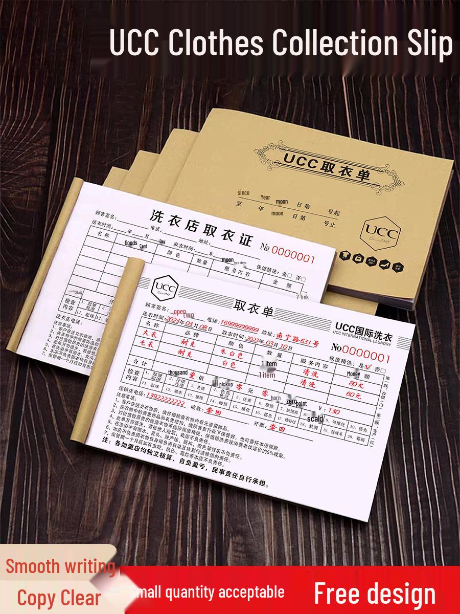 

Dry Cleaner Clothes Pickup Receipt Voucher - Handwritten Laundry Order Form Slip Dry-Cleaning Receipt/2 Part/100 Sheets/10 Pack
