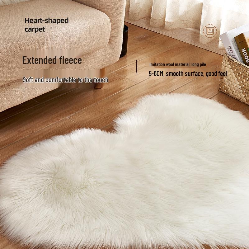 Plyšový koberec ve tvaru srdce American Blend – Omyvatelný koberec s dlouhým vlasem pro obývací pokoj, ložnici nebo balkon