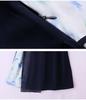 2025 Women's V-Neck Ink Print Color Block Dress with Pendant Belt
