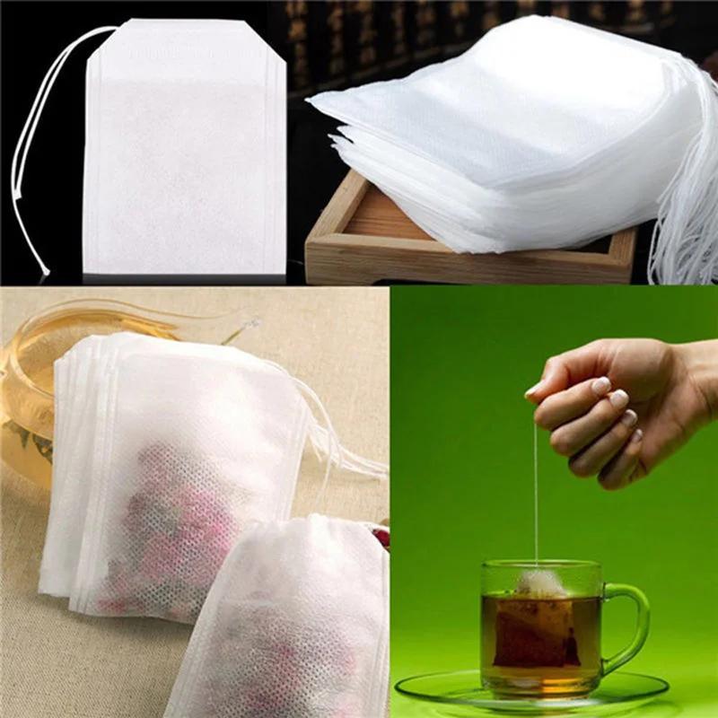 50/100Pcs Non-Woven Fabric Teabags 5.5 x 7CM Empty Scented Tea Bags With String Heal Seal Filter Paper for Herb Loose Tea