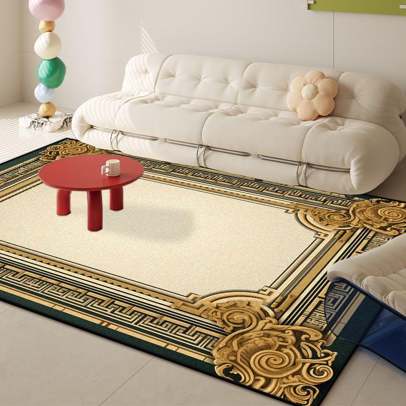

Luxury Living Room Rugs Retro Golden Border Non Slip Carpet Machine Washable Large Size Soft Entrance Door Mat 60x90cm
