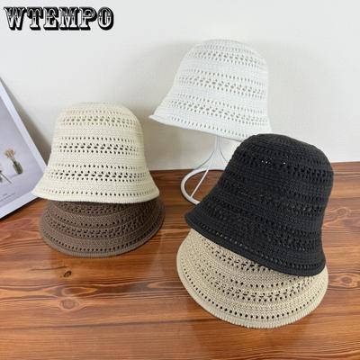 Summer Hollowed Out Fisherman Hat for Women Breathable Hat Resistant Sun Hat Fashionable Woven Hat