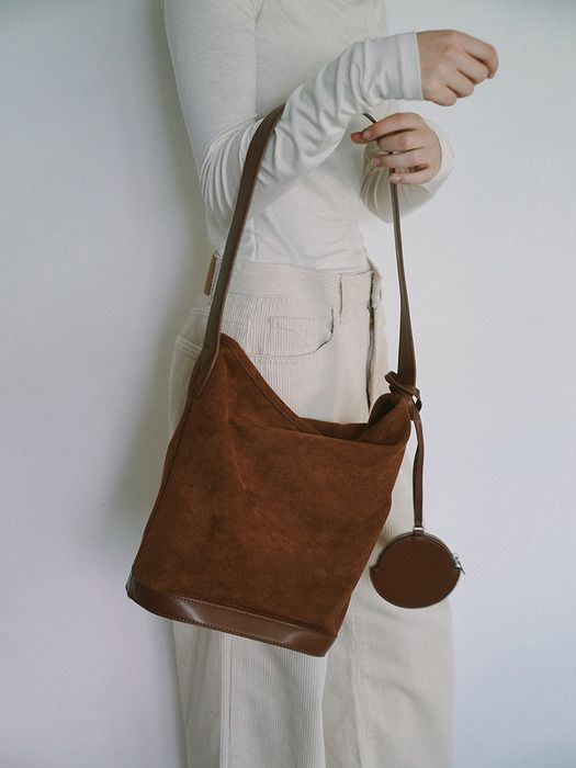 Laminez Big Suede Keyring Bag - Brown