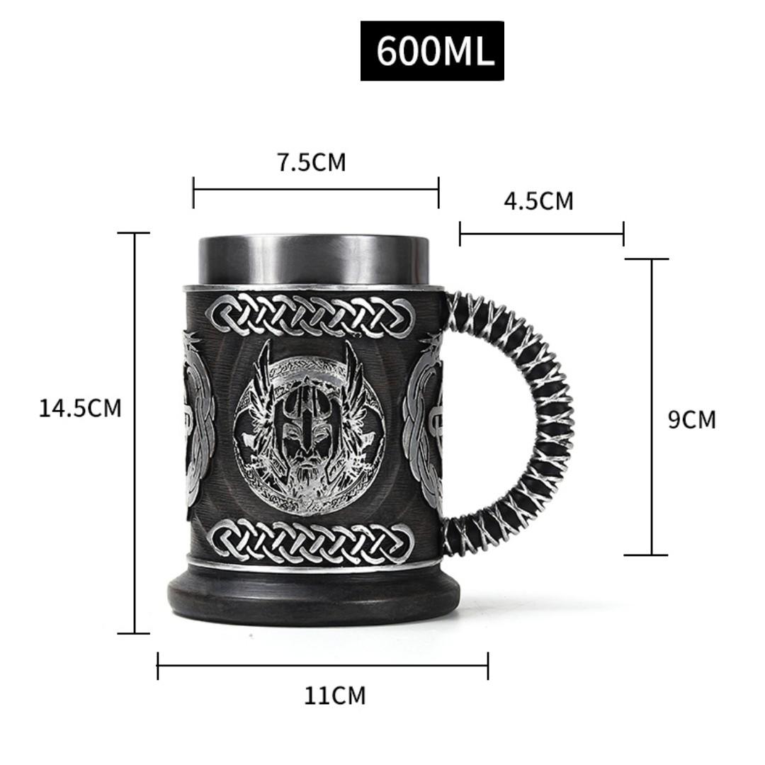 

2025 New 1PCS Nordic Mythical God of War Beer Cup Stainless Steel Inner Pot Coffee Cup Tea Cup Large Capacity Bar Party Gift 600ml