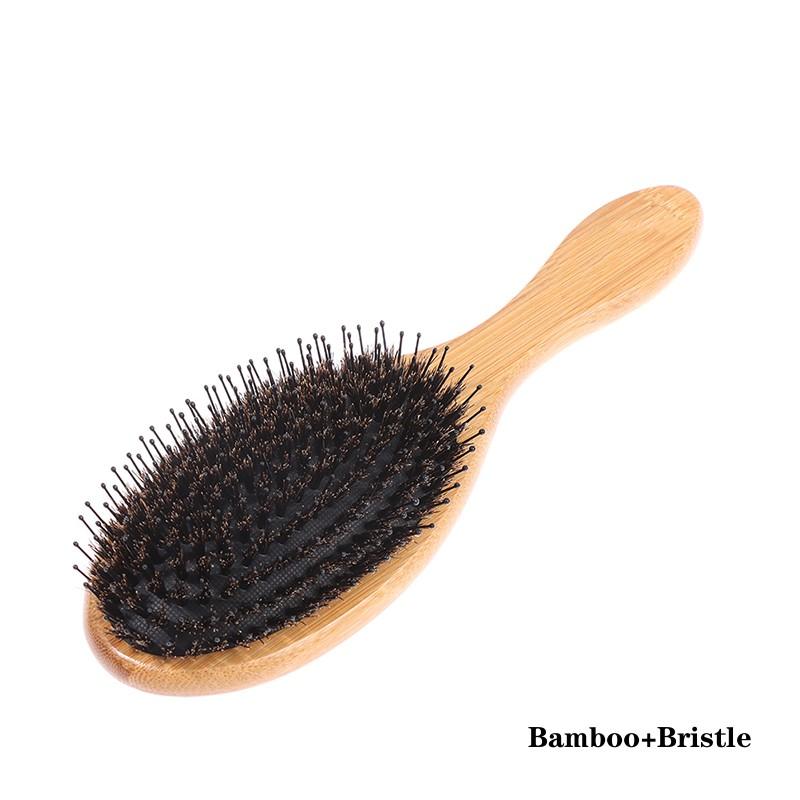 Natural Boar Bristle Hairbrush Massage Comb Anti-static Hair Scalp Paddle Brush Beech Wooden Handle Hair Brush Comb Styling Tool